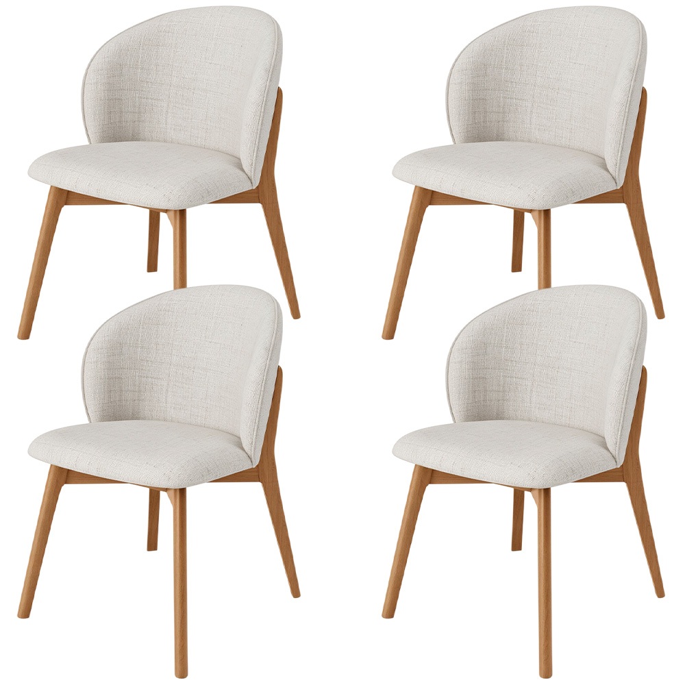 Kit 04 Cadeiras de Jantar e Estar Living Estofada Mia L02 Linho Cru - Lyam Decor