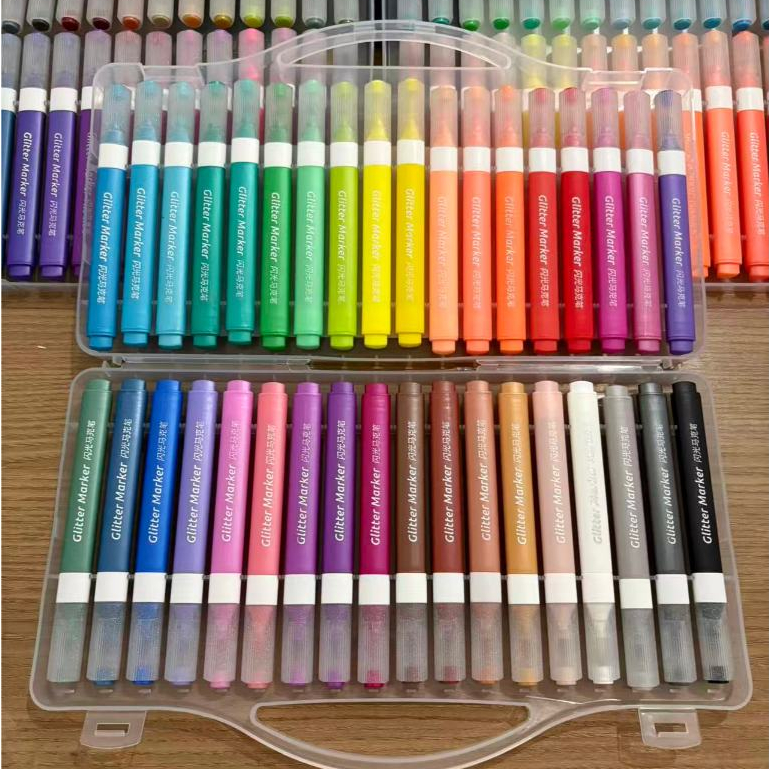 Canetinhas Glitter Ruibrand Brush Marker– Cores Vibrantes para Desenho e Lettering
