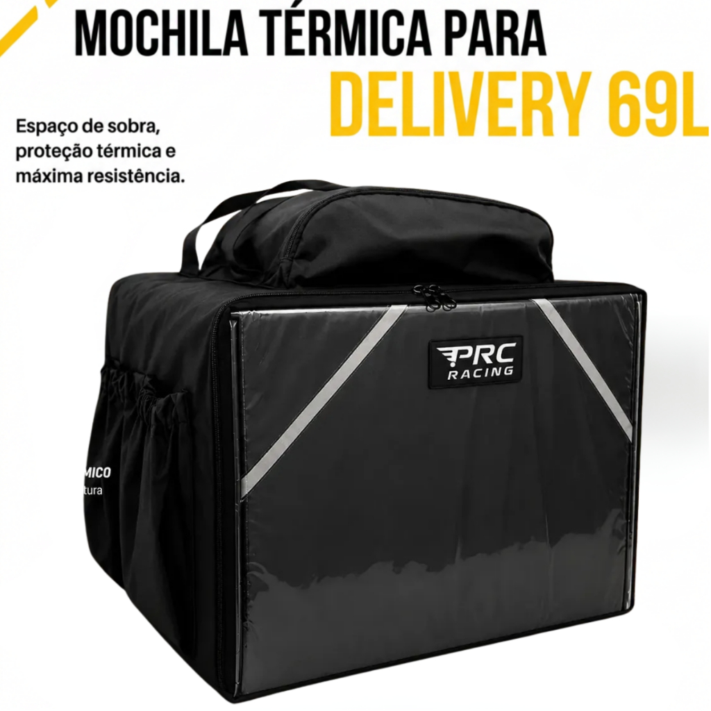 Mochila Bag Bolsa Nylon  Térmica Isopor Impermeável Delivery Motoboy Pizza Lanche 69 Litros Preto