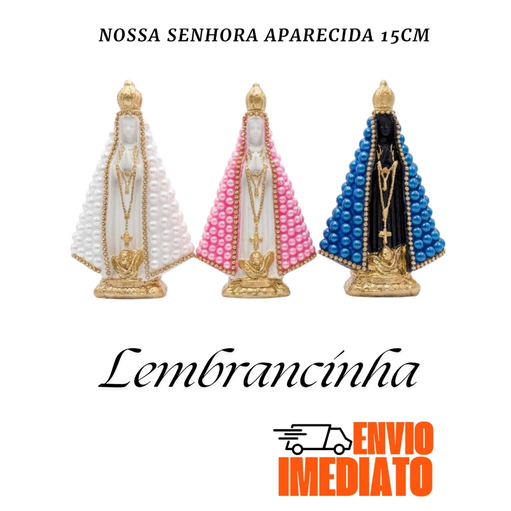 Imagem Nossa Senhora Aparecida 15cm Perola Bolinha Strass Decoração