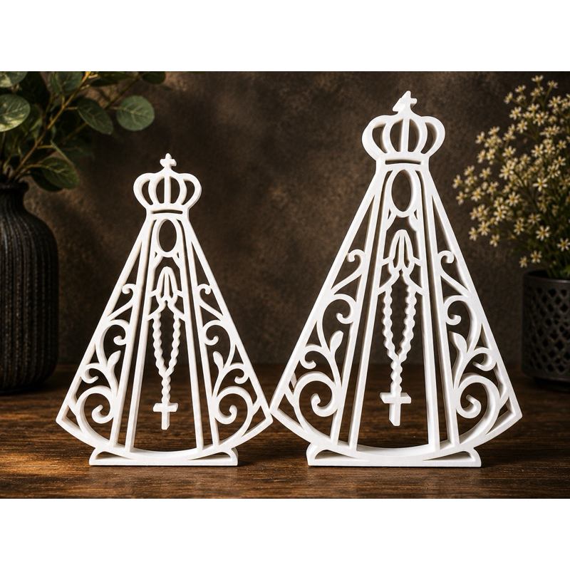 Nossa Senhora Aparecida Decorativa 3D | Nossa Senhora em Pé | Enfeite Religioso para Casa 12cm