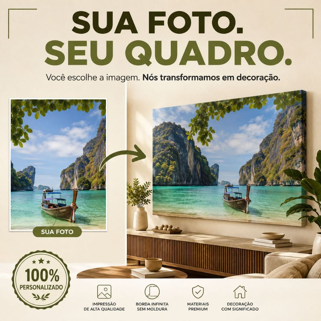 Quadro Personalizado com Sua Foto em Canvas Transforme Sua Imagem em Decoração Premium