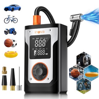 INOVA 150PSI Compressor de Ar Portátil Recarregável com Visor Digital USB para Carro Moto Bicicleta e Bolas