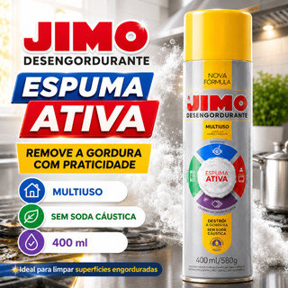 Jimo Desengordurante Aerossol 400ml Multiuso Limpa Gordura Pesada Fogão Forno Grill Panelas Cozinha Espuma Ativa Limpeza