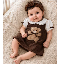 Vestido Bebê em Cotelê com Ursinho – Delicado e Confortável Agatha verão