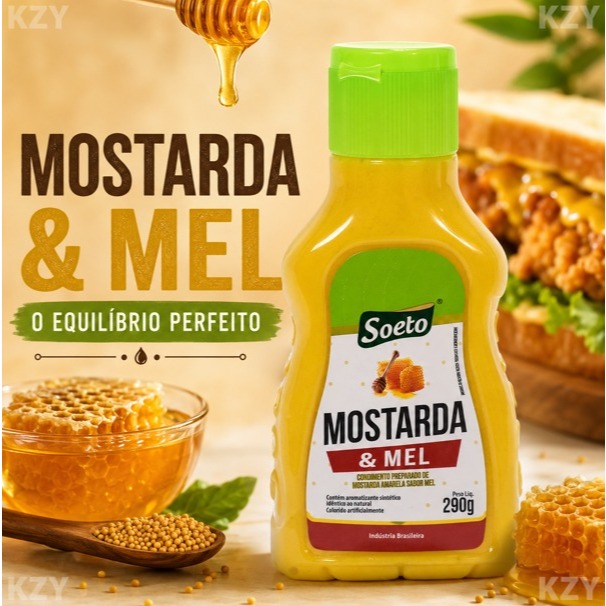 Mostarda Mel Gourmet Cremosa Soeto 290g Molho Agridoce Hambúrguer Lanches Carnes Salada Cepêra Heinz