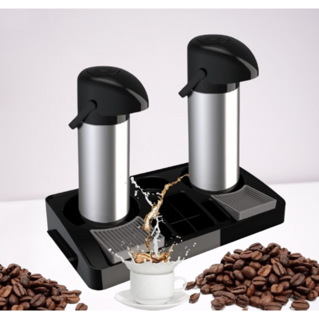 Conjunto 2 Garrafa Térmica 1L Inox + 1 Bandeja Organizadora Preta - Unitermi