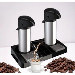 Conjunto 2 Garrafa Térmica 1L Inox + 1 Bandeja Organizadora Preta - Unitermi