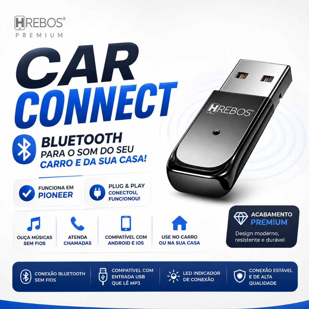 Adaptador Bluetooth USB Original Para Som Automotivo Pioneer Receptor Música Carro Wireless Rádio