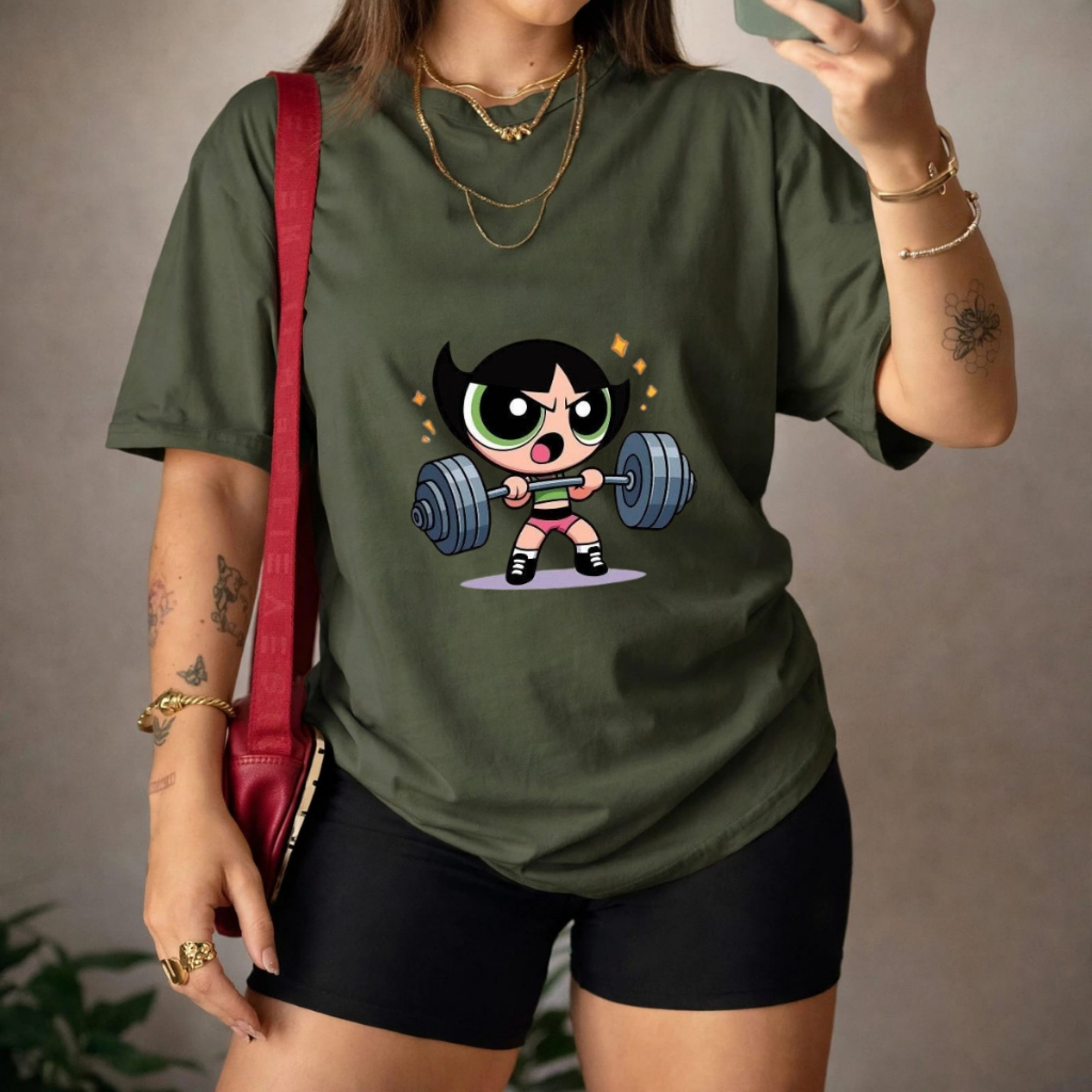 Camiseta Blusa Feminina Estampa Docinho Meninas Super Poderosas Academia Casual 100% Algodão.