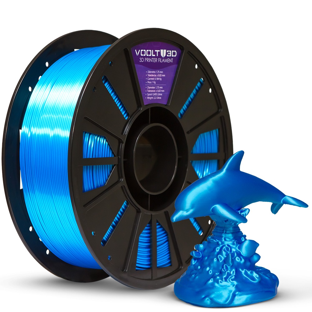 Voolt3D Filamento PLA V-Silk Azul Sky 1Kg 1,75mm para Impressora 3D FDM