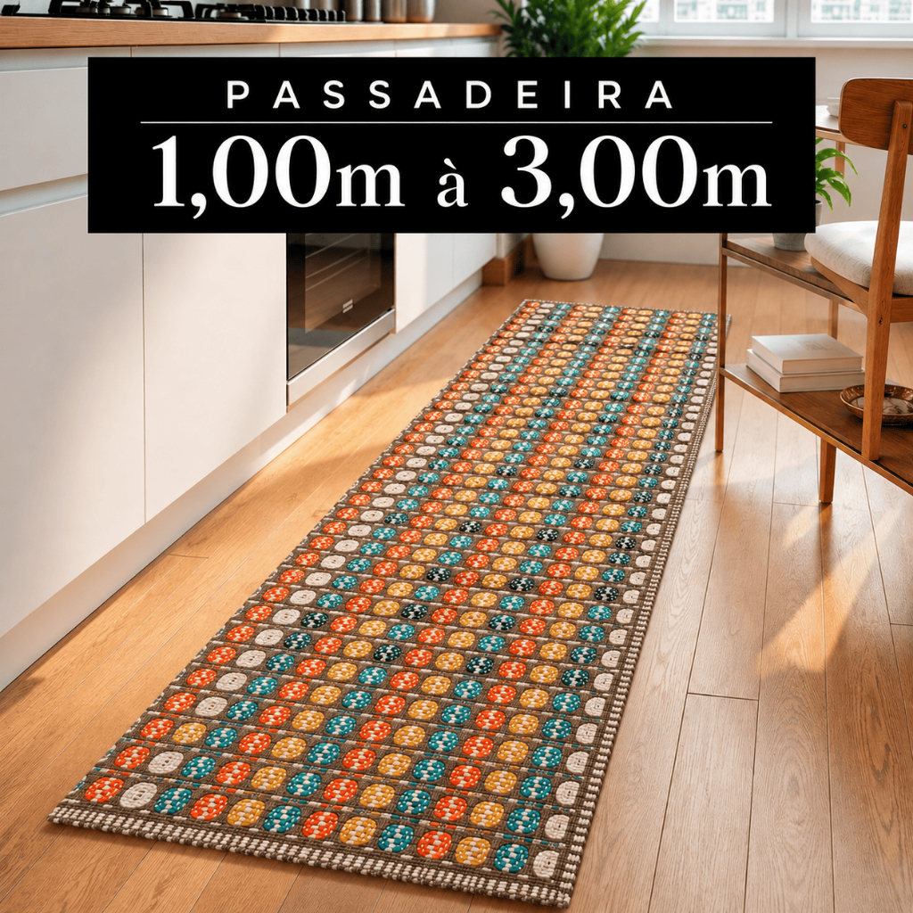 Tapete Passadeira Tivoli 100% Algodão Tapete Cozinha Corredor Várias Medidas e Cores