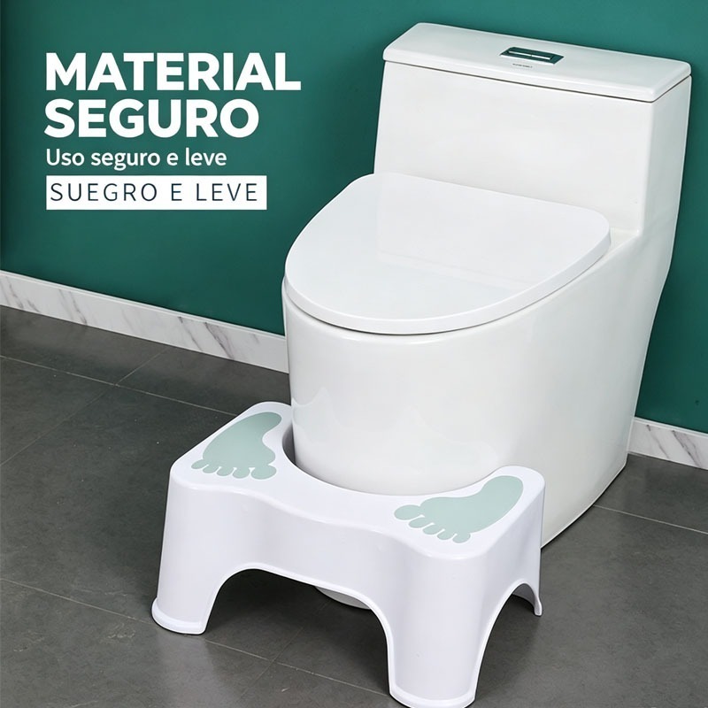 Banquinho de Cócoras para Vaso Sanitário, Apoio de Pés Ergonômico Antiderrapante, Banco Auxiliar para Melhorar a Evacuaç