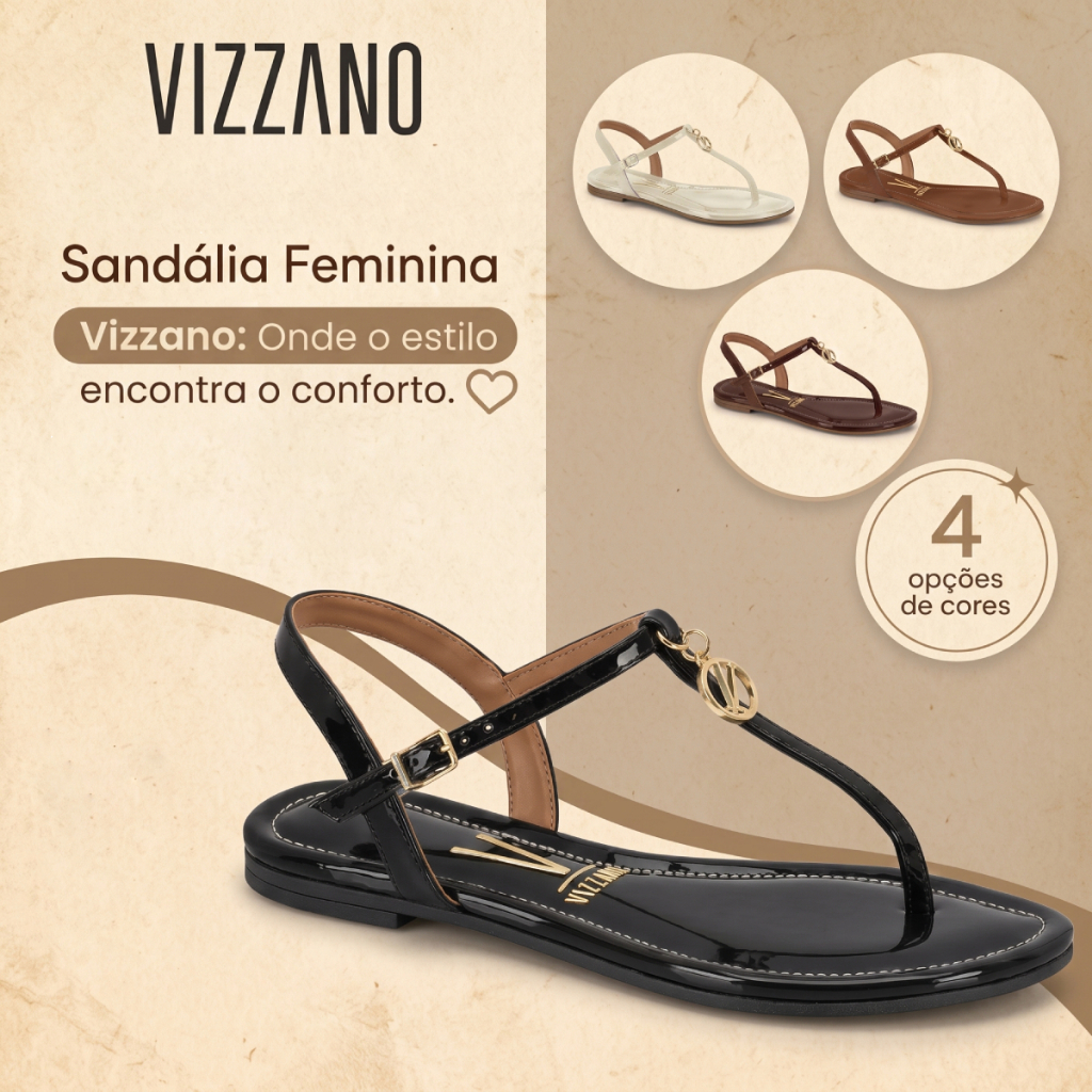 Sandália Feminina Vizzano Rasteirinha Fivela Confortável Original