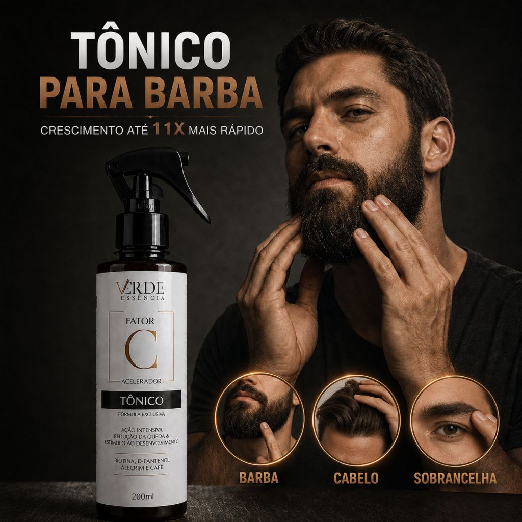Tônico Barba Crescimento Capilar Ultra Minoxi Original Fator C 200ml Spray Biotina Barba Cabelo
