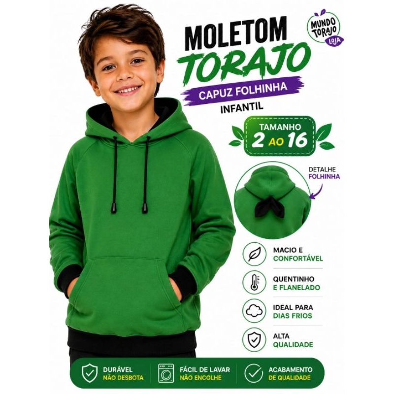 Blusa Moletom Mundo Torajo Azedo Capuz Folha Infantil Criança Juvenil Frio