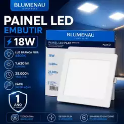 Painel Paflon Led Play Quadrado 18W 6.500K Embutir/Sobrepor Branco Frio Blumenau