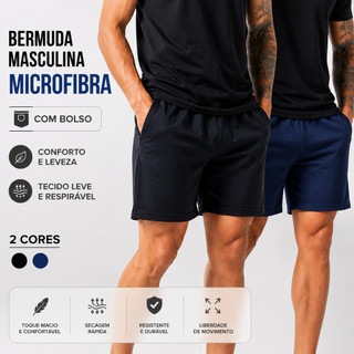 BERMUDA MASCULINA ADULTA MICROFIBRA COM  BOLSO 26570-A