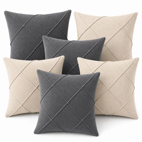 Kit 6 Capas de Almofada 40x40 Suede Luxo Decorativa para Sofá Sala Quarto Macia com Zíper