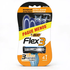 Barbeador descartável Flex3 Azul 4 unidades Bic