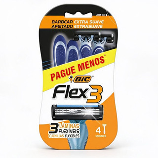 Barbeador descartável Flex3 Azul 4 unidades Bic
