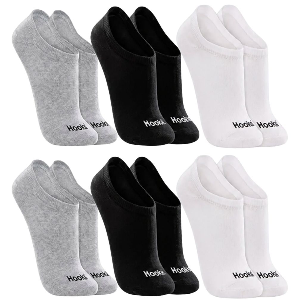 Kit 6 Meias Femininas Masculinas Hoahi Algodão Sapatilha Invisível Cano Curto Elastano
