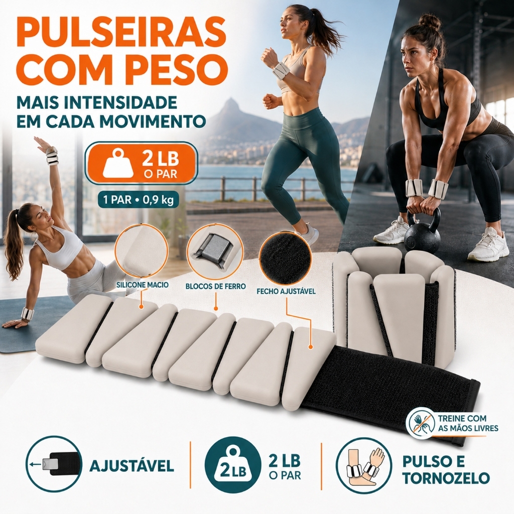 Peso de Treinamento Ajustável 2 Libras Silicone para Pulso e Tornozelo Exercício Casa Academia | Enviado do Brasil