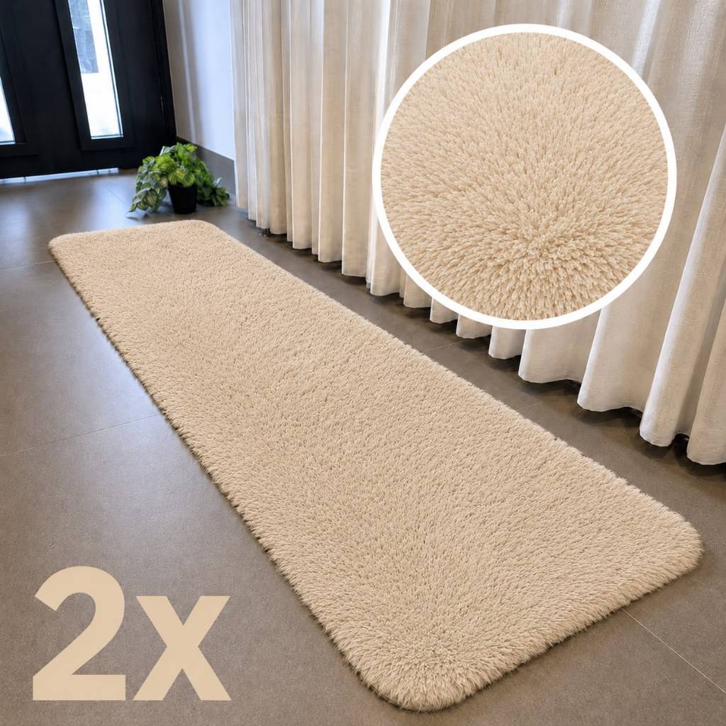 Kit 2 Tapete Passadeira Peluda Mesma Cor 2,00x0,60 Metros Premium Luxo
