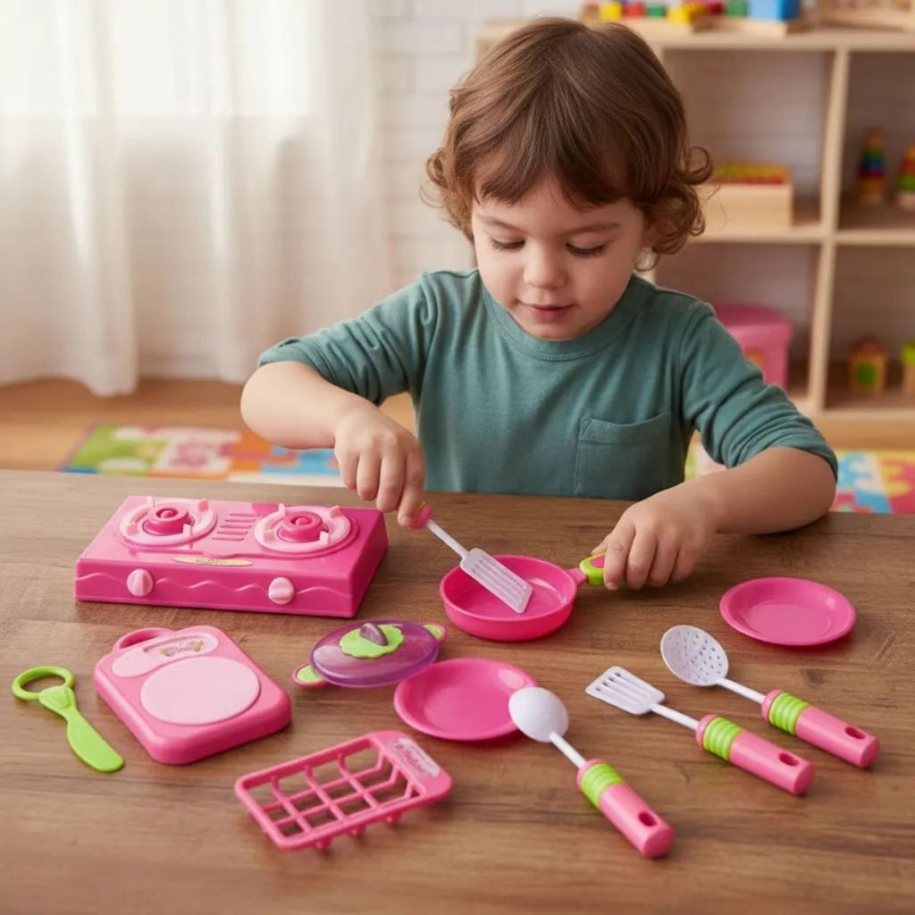 Kit Cozinha Candy 8 Pçs Ovo Panela Brinquedo Cozinha Cores Pasteis Fogão Faz de Conta Panela ToyMix
