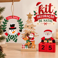 Decoração de Natal Mini Árvore Guirlanda Calendário Papai Noel Enfeites Natalinos para Casa Boneco de Neve