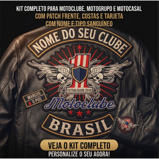 Kit Bordado Motoclube Personalizado - Costas + Patch e Tarjeta