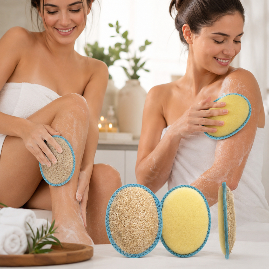 Kit Buchas Vegetal Esponja Esfoliante Corporal Massageadora Natural Limpeza Banho Higiene Pessoal