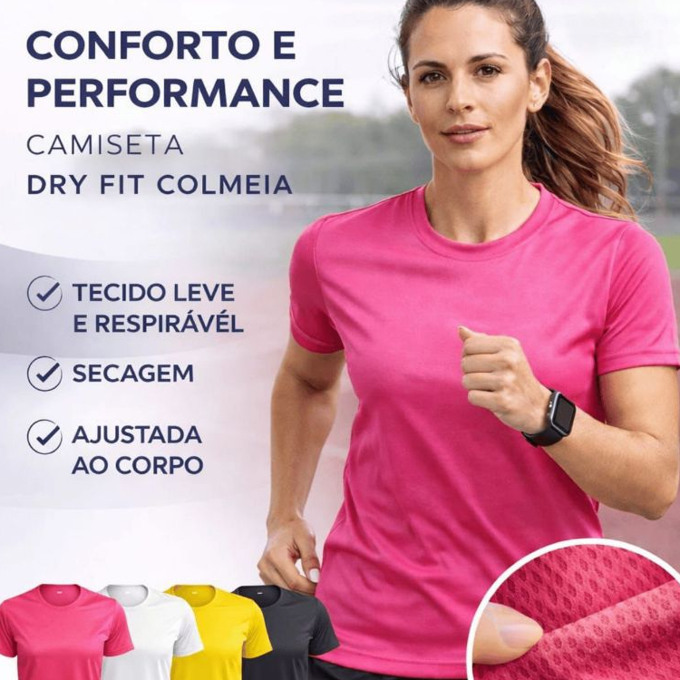 Camiseta Dryfit feminina academia,blusa caminhada treino confortável básica promoção