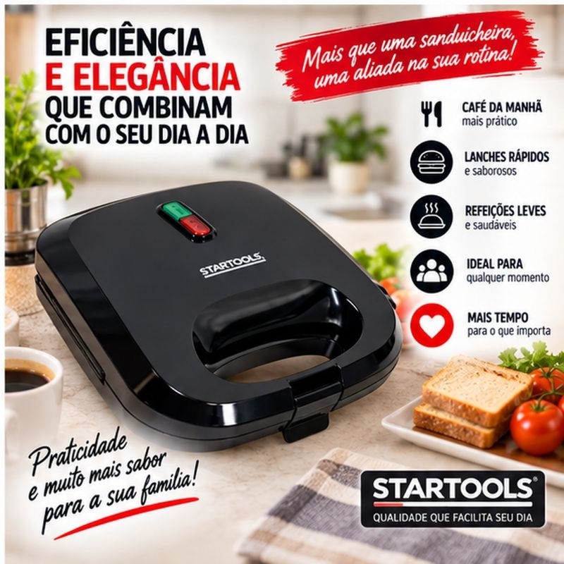 🔥Sanduicheira Grill Eletrica 2 Em 1 Baixo Consumo Energia Eficiente Econômico 750W Antiaderente Dupla Prensa Rapida 220V