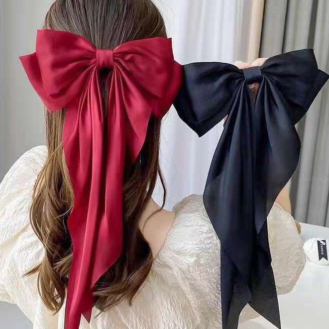 Laço De Cabelo Grande Cetim Presilha Bico De Pato Pronta Entrega Estilo Coreano Coquette Tendência Feminina