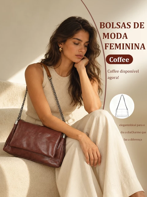 TOMI MITO Bolsa de Ombro Acolchoada com Alça de Corrente Estilo Casual Elegante para Trabalho e Passeio T310