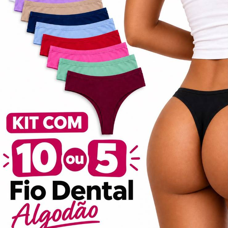 Kit com calcinhas Fio Dental em Algodão Super Confortável
