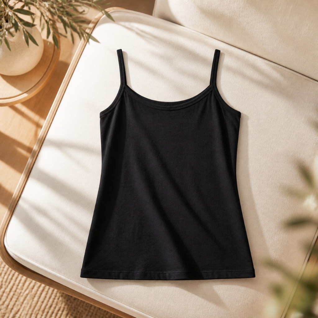 Regata Feminina Alça Fina Básica em Viscose com Elastano Confortavel Verão