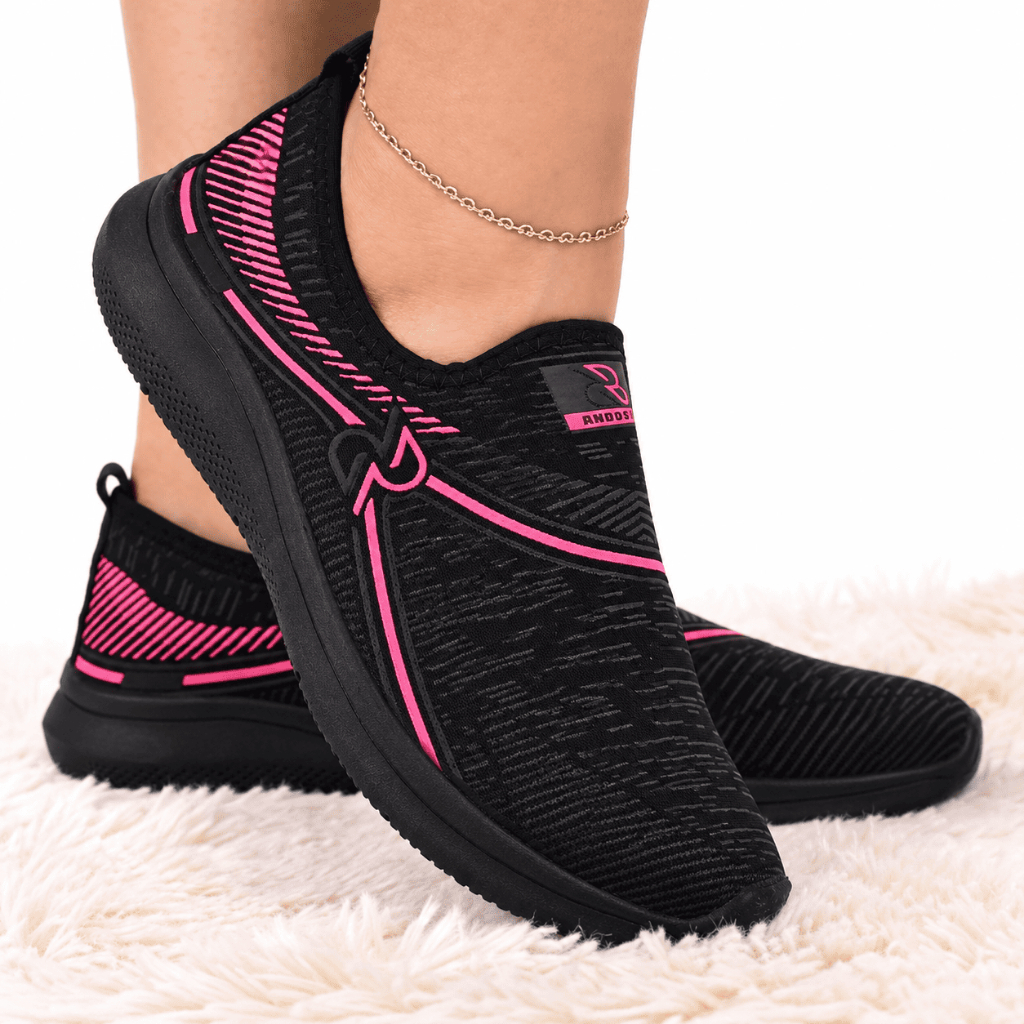 Tênis Feminino Meia Calce Fácil Slip On Leve Flexível Confortável Caminhada Academia Casual