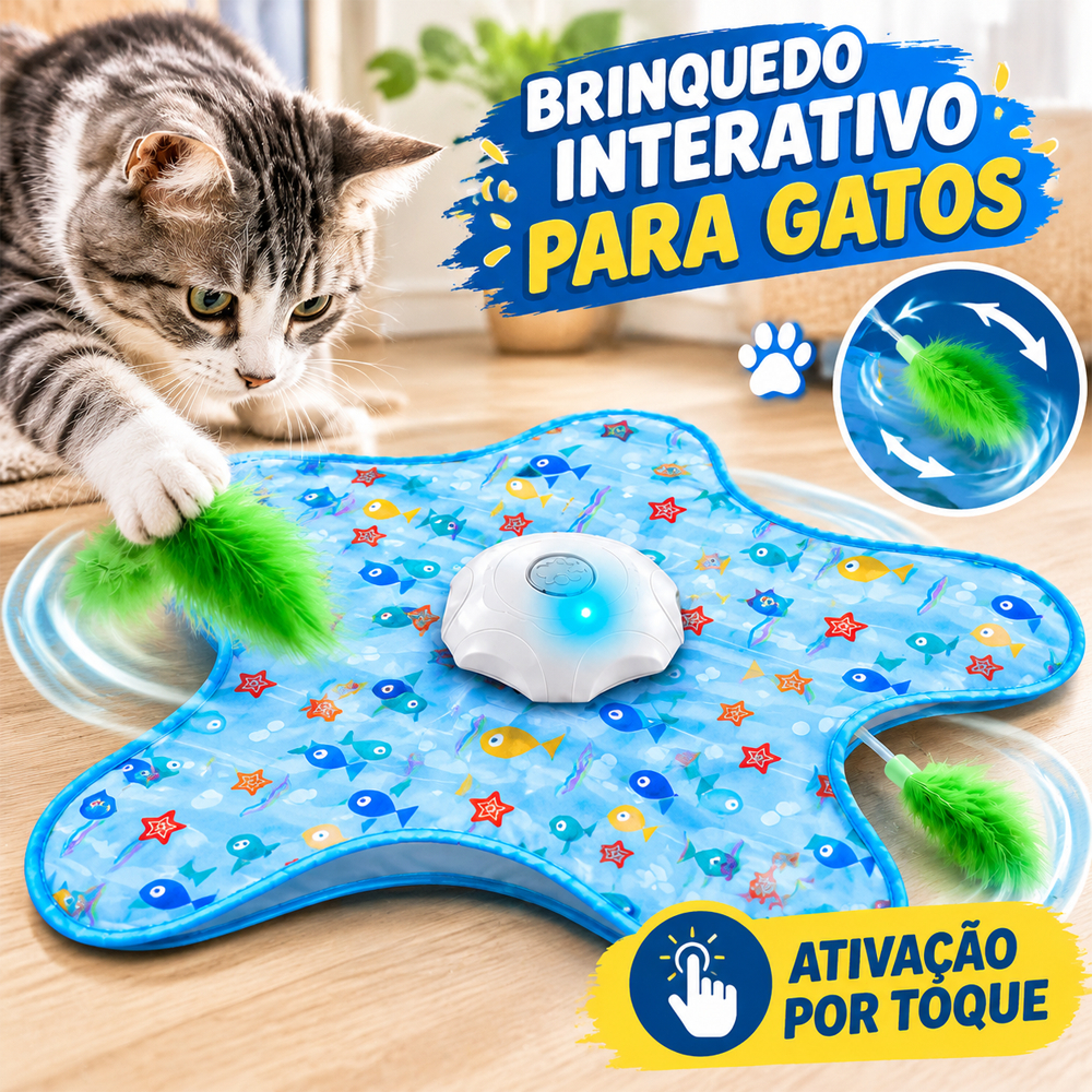 Brinquedo Interativo para Gatos Mouse Automático com Movimento 360° Som e Penas Ocultas Recarregável USB-C Brinquedo Pet