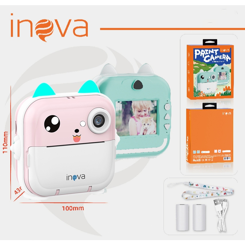 INOVA Instant Cameras Mini Impressora Térmica Sem Fio Portátil Desenho Animado Foto Android/Ios