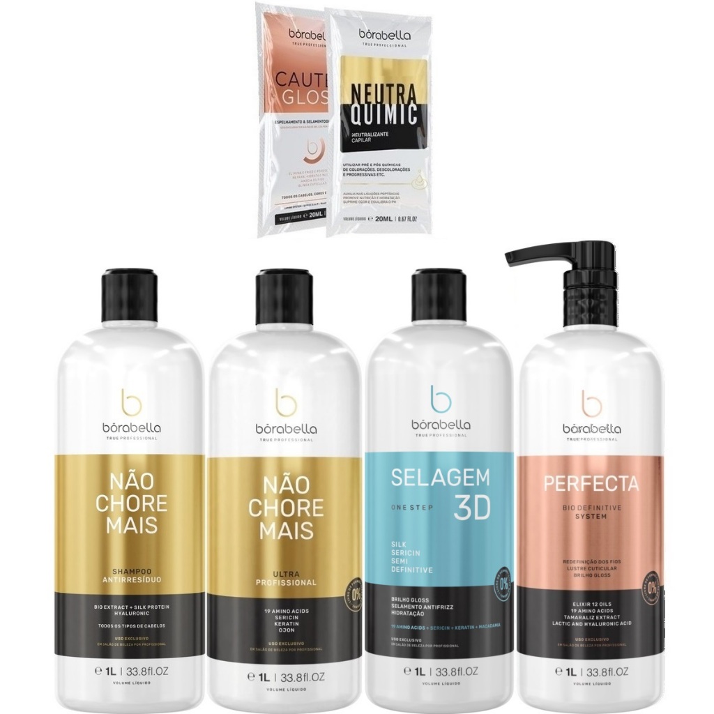 Borabella Kit Não Chore Mais + Perfecta + Selagem 4x1 Litro