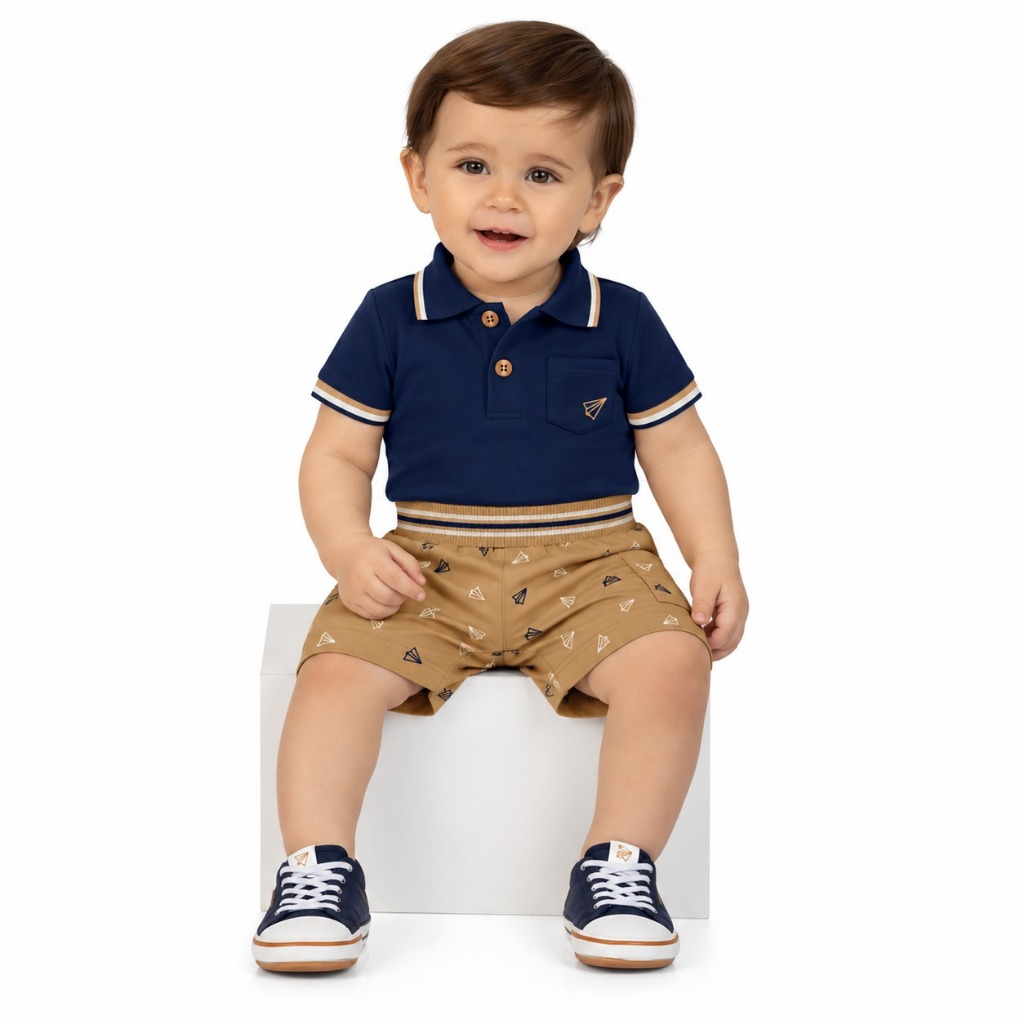 Conjunto Infantil Bebe Masculino Gola Polo Milon - Ref. 2001864