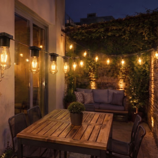 Varal de Luzes Lâmpadas Filamento LED E27 ST64 4W 2200K Decoração Jardim Festa Área Externa Cordão de Luz