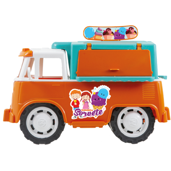 Carrinho Brinquedo Kombi Kombica Gelatto Sorvete Food Truck | 30cm | Portas que Abrem | QUEEN SHOP · foto 2