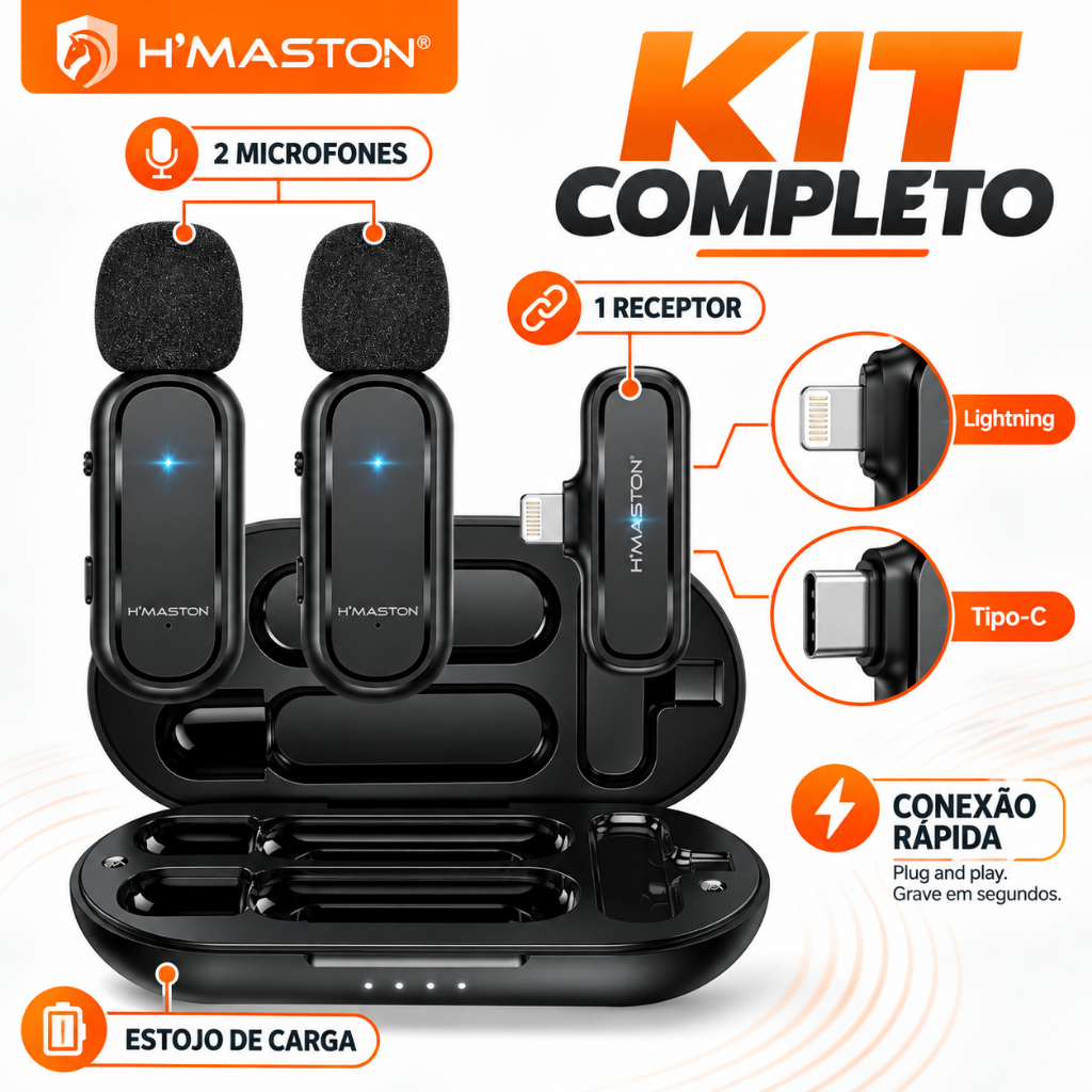 H'maston MK-07 Microfone Sem Fio Para Celular Microfone Sem Fio Lapela Microfone Sem Fio Microfone De Lapela Sem Fio — imagem 2 de 2