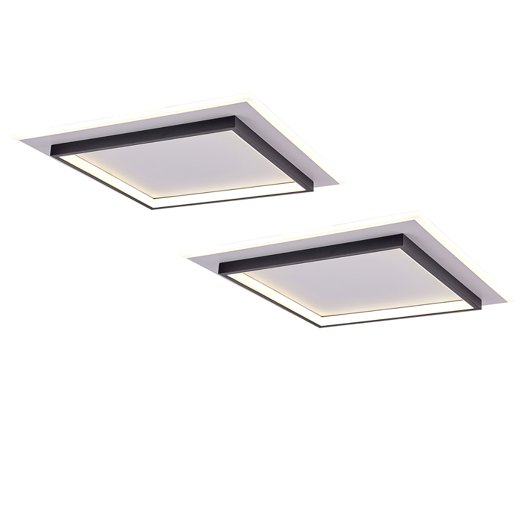 Kit 2 Plafons LED Vireon Quadrado 45cm 51W Sobrepor Bivolt Luminária de Teto Sala Quarto Cozinha
