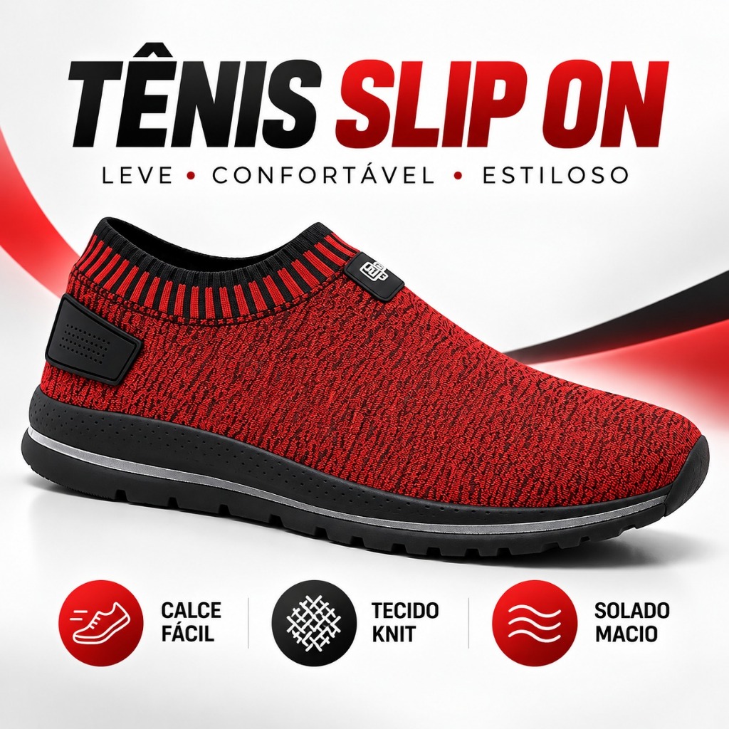 Tênis Masculino Corrida Slip-On Sem Cadarço Confortável Leve Respirável Amortecimento Com Solado Antiderrapante