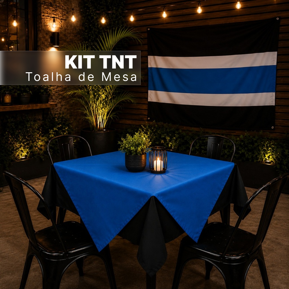 Kit Toalha TNT para mesa Grêmio Tricolor Cores de Times de Futebol Decoração para Festa Azul e Preto