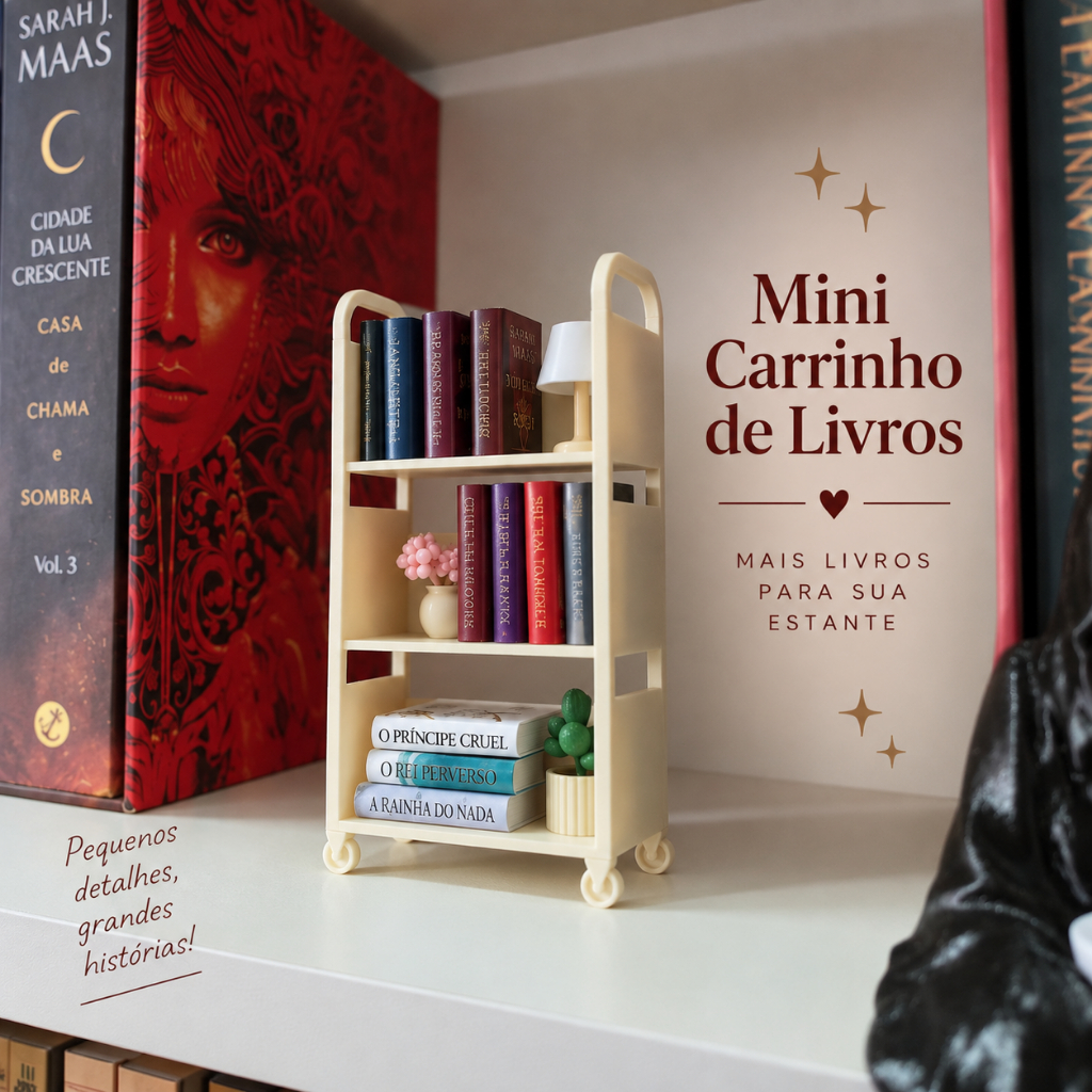 Mini carrinho de livros | decoração literária